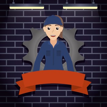 female mechanic worker with gear vector