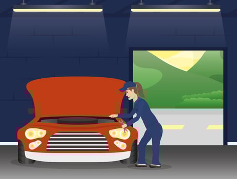 Mechanic woman working vector