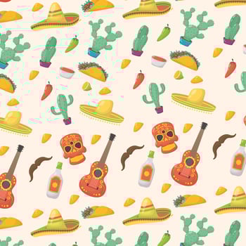 Viva Mexico celebration pattern background vector