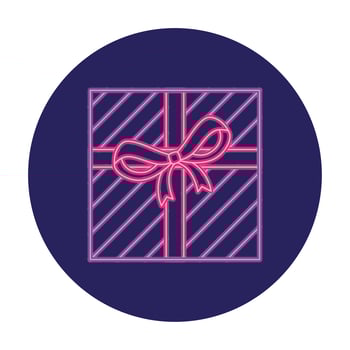 gift box with ribbon in neon light, valentine day vector