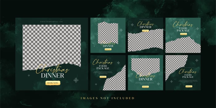 Christmas Food Dinner Banner Template for Social Media Advertising vector