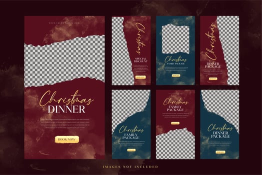 Christmas Food Social Media Sale and Advertising Template Set vector