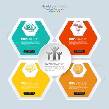 Business infographic elements with 4 sections or steps vector