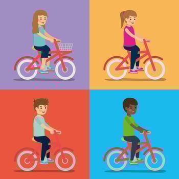 Kids riding bikes vector