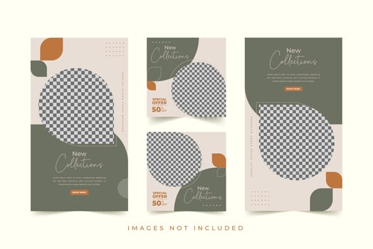 Fashion social media template set with premium background vector