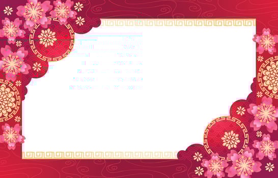 Chinese New Year Pink Floral with Red Background vector