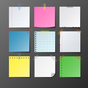 Post note paper set on gray background vector