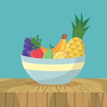 Bowl of fruits vector