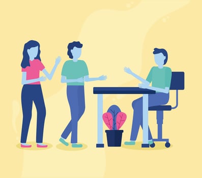 Co-working concept with people in a meeting vector
