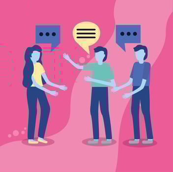 People talking with speech bubbles vector