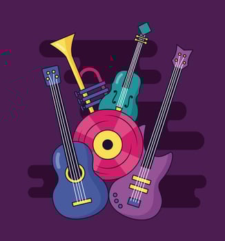 Cute music festival design with pop icons vector