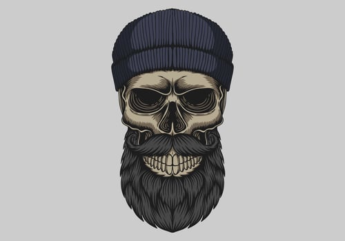 Skull bearded mustache head vector illustration