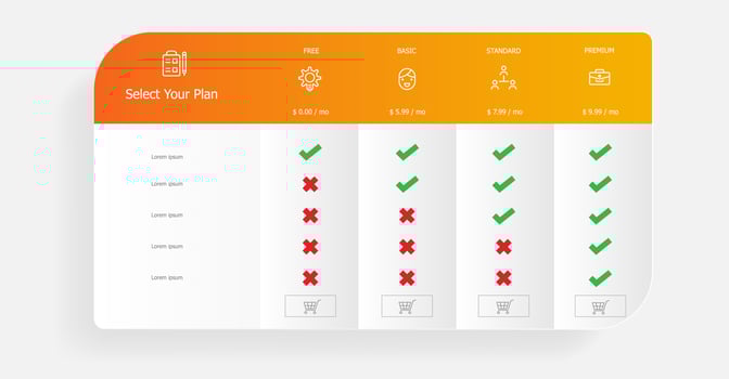 price table template vector illustration