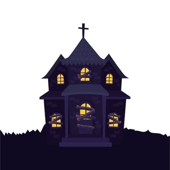 haunted house halloween isolated icon vector