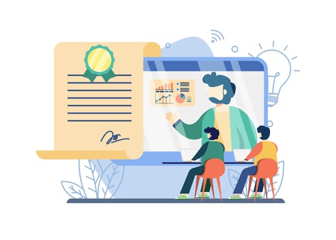 Online courses free E-certificate concept vector