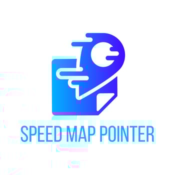 Speed map pointer lettering vector icon design