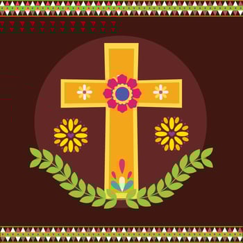 Mexican cross and wreath vector design