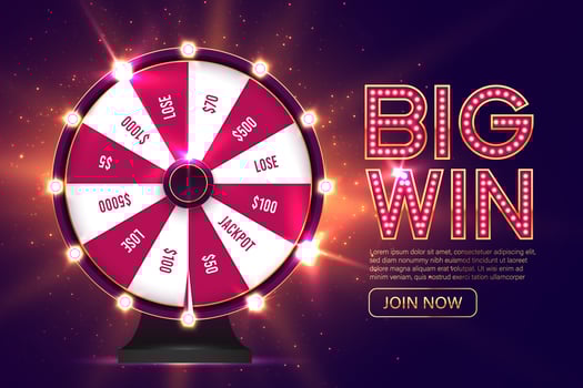 Casino spinning fortune wheel vector banner template