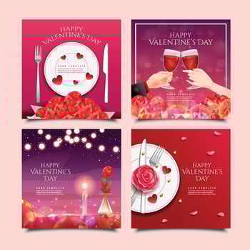Valentine's Day Dinner and Date Card Templates vector