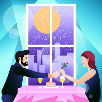 Valentine Couple Dinner Illustration vector
