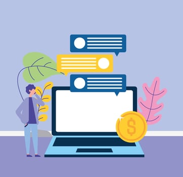 Online business concept with laptop vector