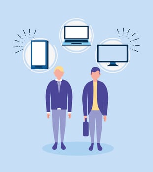 People electronic devices vector