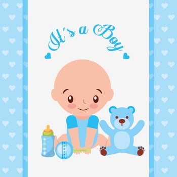 Baby shower card with cute little boy vector