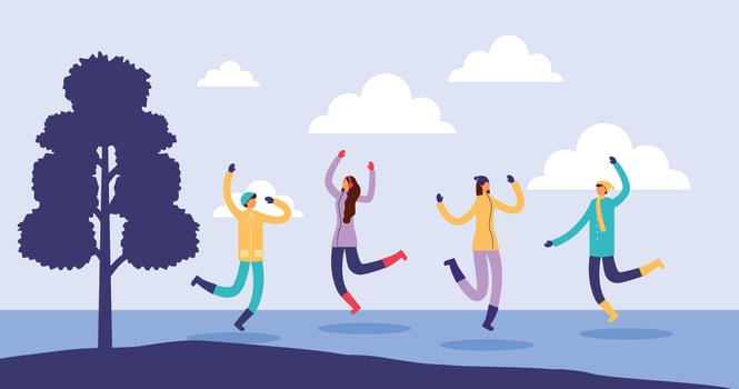 People doing outdoor activities in winter vector