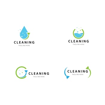 Cleaning logo icon set vector