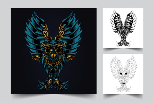 dark owl artwork illustration vector