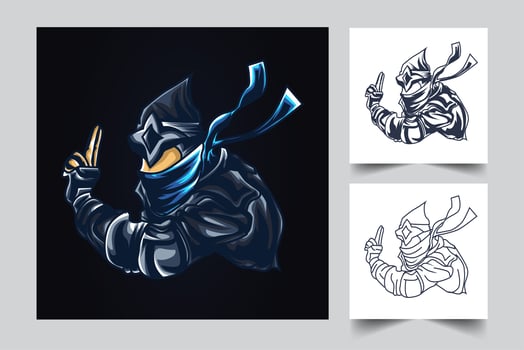 ninja war esport artwork illustration vector