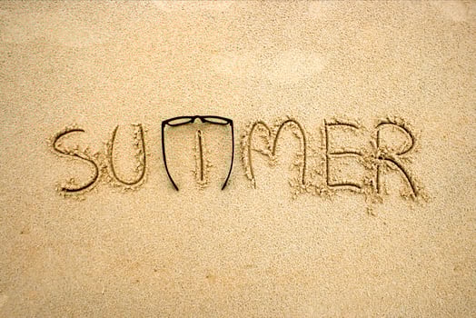 Word summer in the sand photo