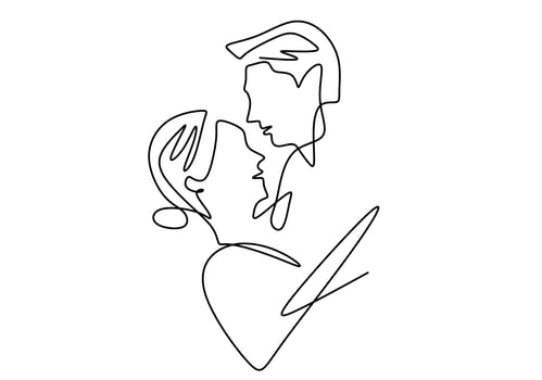 Cute couple in love. Continuous one line drawing. vector