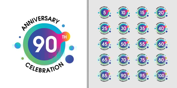 Set of modern anniversary logotype vector