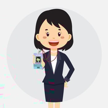 Business Woman Shows His Tag Badge Id Card vector