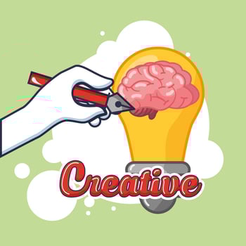 Brain organ with creative light bulb vector
