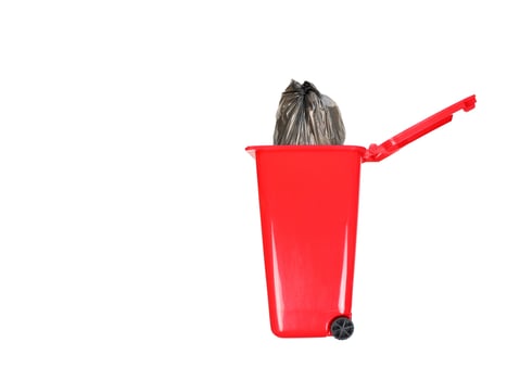 Red trash can photo