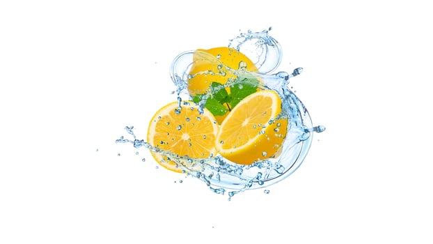 Water splash and lemons photo