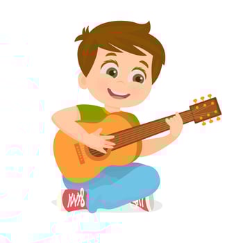 Boy playing guitar vector