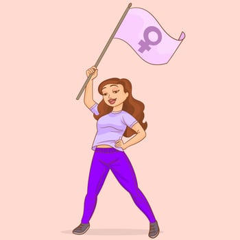 Feminist woman showing her power vector