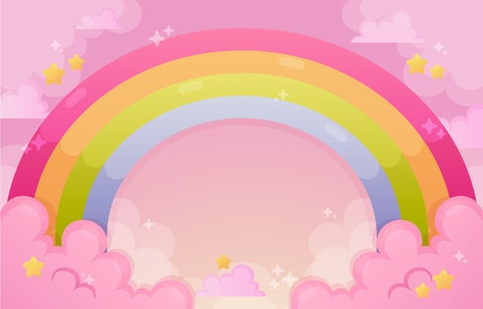 Beautiful Rainbow and Cloud background in Gradient Color vector