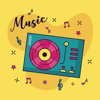 turntable vinyl record music colorful background vector