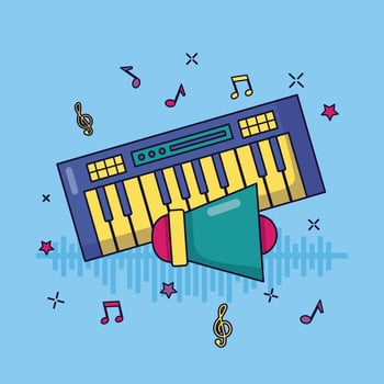 synthesizer megaphone music colorful background vector