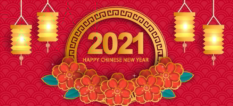 Chinese new year 2021 year of the ox banner vector