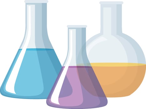 Glassware for chemical experiment isolated vector