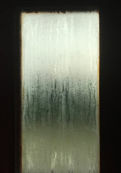 Foggy bathroom window photo