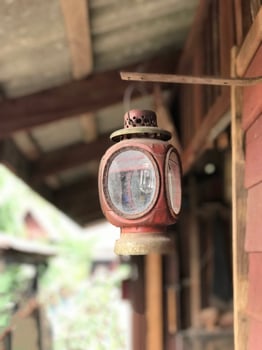 Old lamp on wall photo