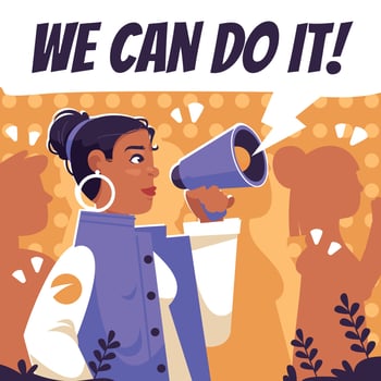 Flat Woman Activist Giving Speeches vector