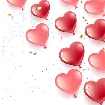 Banner with heart balloons and confetti vector