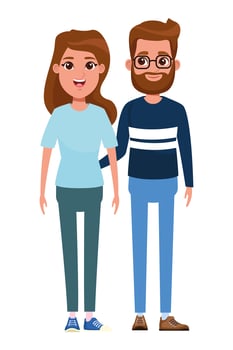 couple avatar cartoon character portrait vector